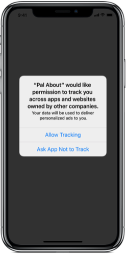 An example of the tracking request notification